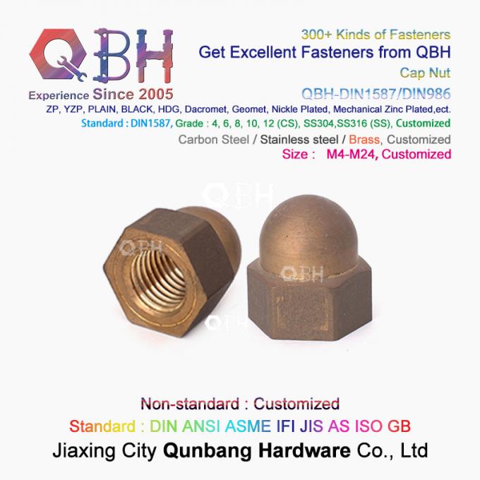Qbh M4-M24 ทองเหลือง ทองแดง Hex Protection Domed Cover Cap Acorn Nut Car Auto Parts 1