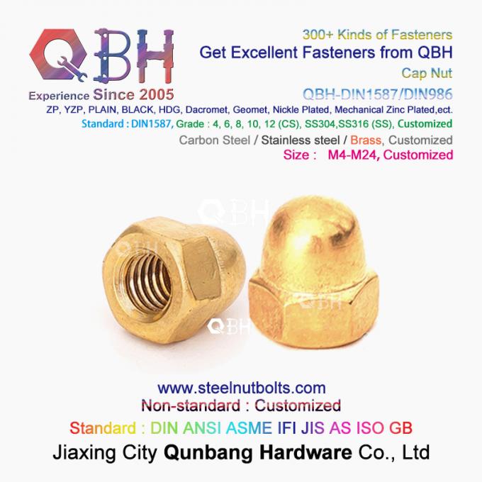 Qbh M4-M24 ทองเหลือง ทองแดง Hex Protection Domed Cover Cap Acorn Nut Car Auto Parts 2