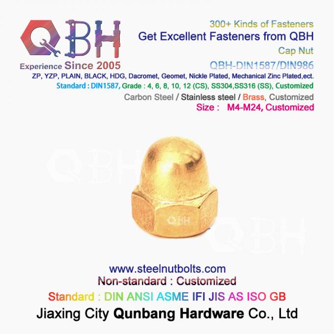 Qbh M4-M24 ทองเหลือง ทองแดง Hex Protection Domed Cover Cap Acorn Nut Car Auto Parts 3