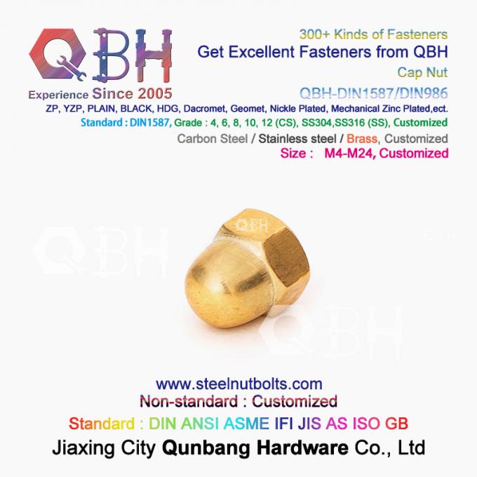 Qbh M4-M24 ทองเหลือง ทองแดง Hex Protection Domed Cover Cap Acorn Nut Car Auto Parts 4