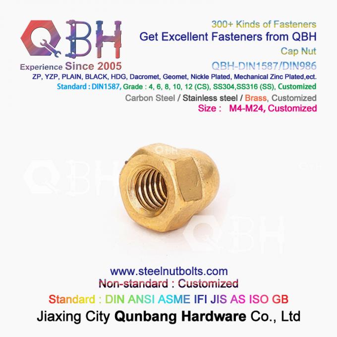 Qbh M4-M24 ทองเหลือง ทองแดง Hex Protection Domed Cover Cap Acorn Nut Car Auto Parts 5