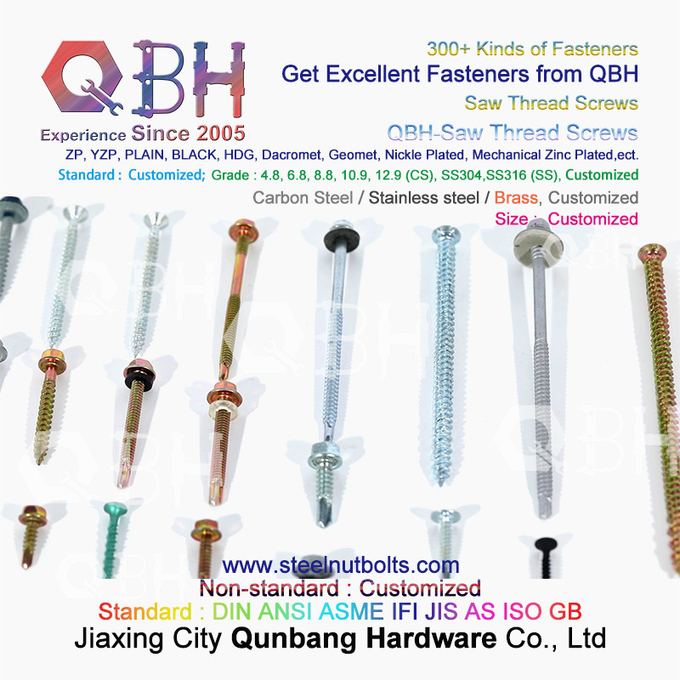 QBH สีสังกะสีชุบ Hex Socket Groove Big Flat Head Self-Drilling Screw 6