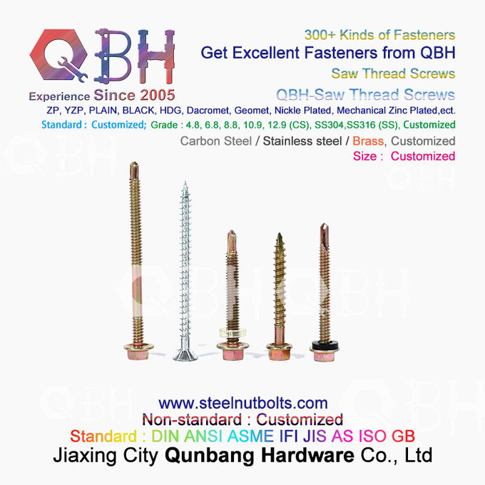 QBH สีสังกะสีชุบ Hex Socket Groove Big Flat Head Self-Drilling Screw 5