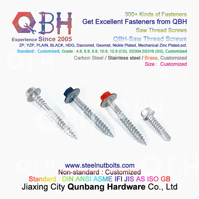 QBH สีสังกะสีชุบ Hex Socket Groove Big Flat Head Self-Drilling Screw 2